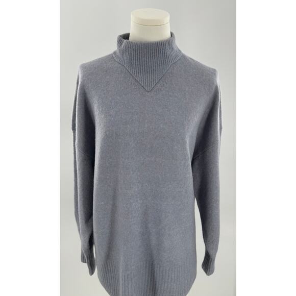 Everlane Gray Blue Wool Yak Hair Sweater Mock Neck Pullover Large Cozycore - Picture 3 of 11